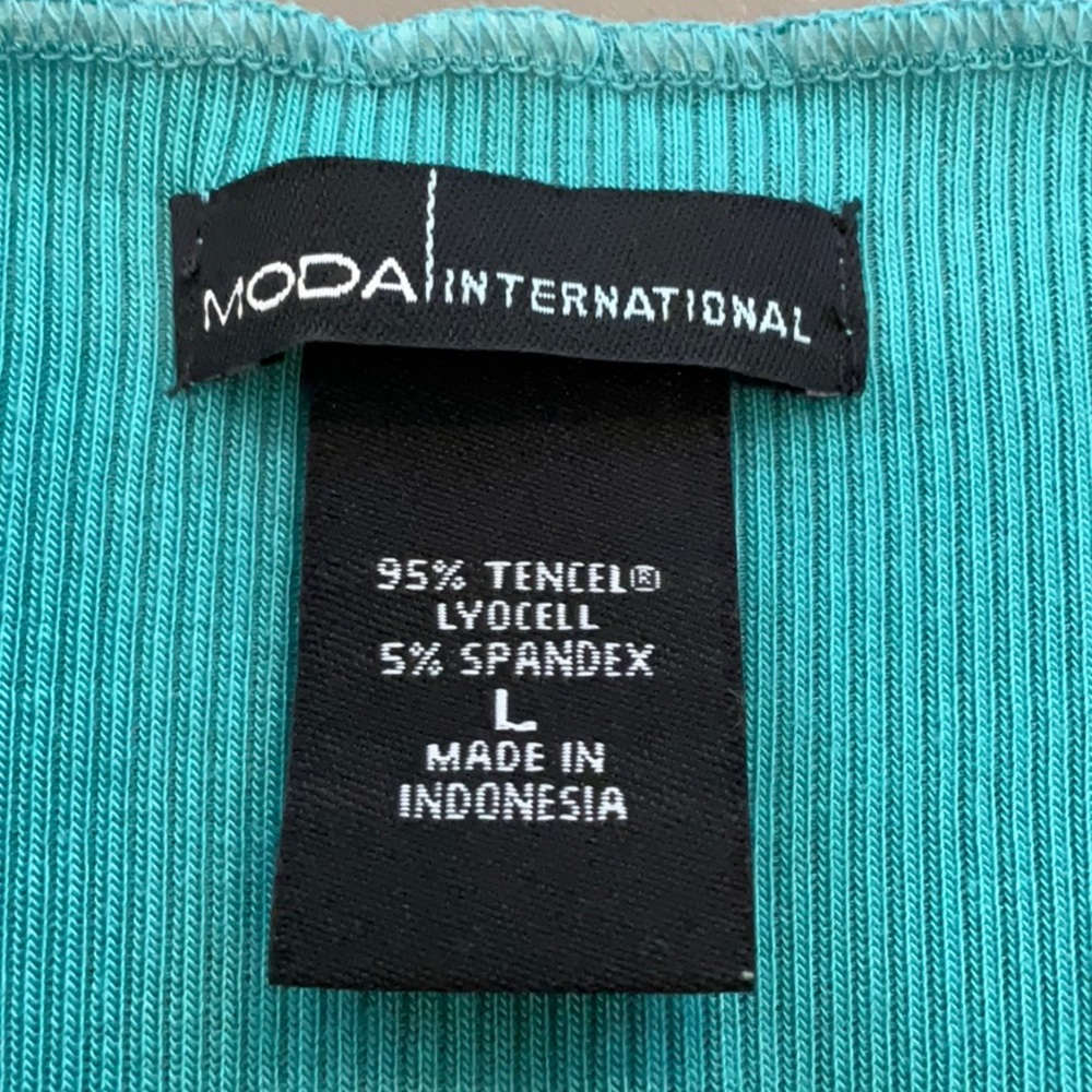 VS Moda International Teal Twist Front Tank Top Women Size L - Picture 5 of 9